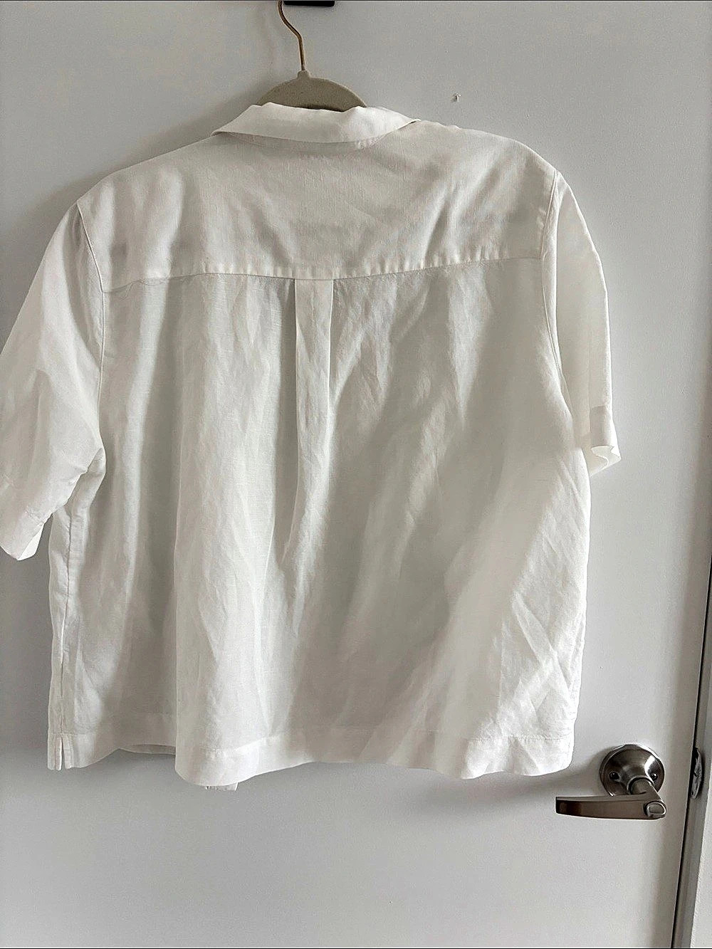 NWT Uniqlo Linen Blend Open Collar Short-Sleeve Shirt White - Picture 2 of 4